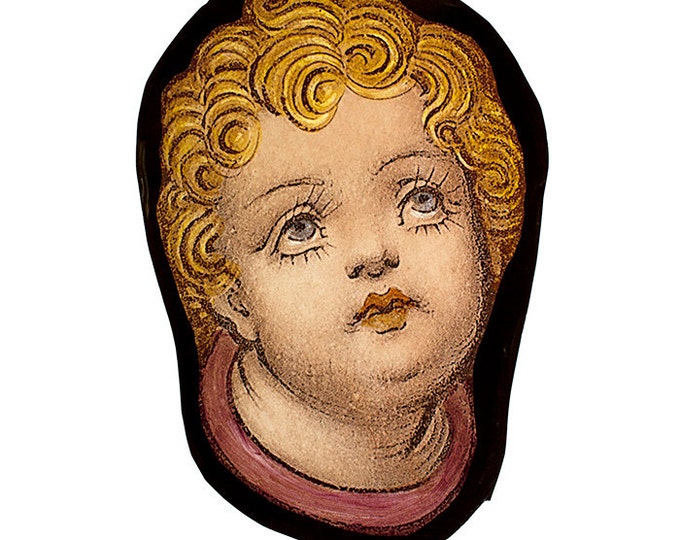 Stained glass fragment, Cherub, kilnfired glass, antique glass, angel glass painting, classic stained glass, Cherub suncatcher, Angel, ангел