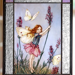 Fata vetrate, acchiappasole fata, fata dei fiori, lavanda, vetrate floreali, fate dei fiori, acchiappasole fantasy, bel regalo