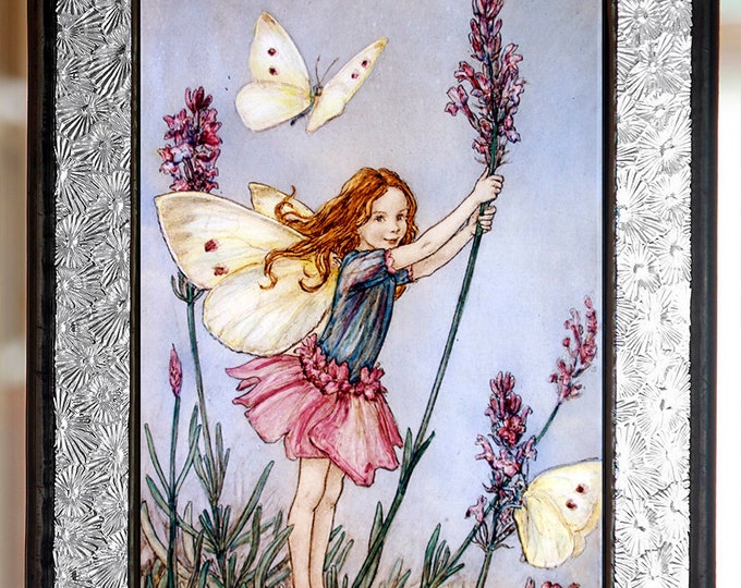 Fairy stained glass, Fairie suncatcher, flower fairy, lavender, flower stained glass, flower fairies, fantasy suncatcher, beautiful gift