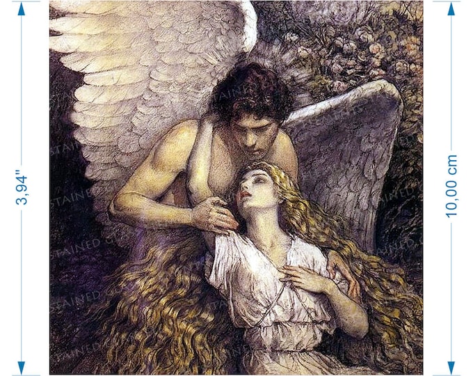 Angel ceramic decal mytology symbolism fairytale fusible transfers for decoration of ceramics glass fusing tiles and enameling copper