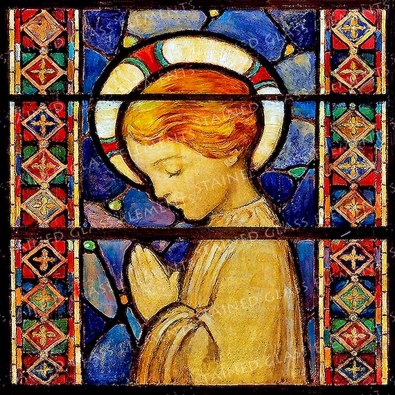 Child praying, fusible decal, Pre-Raphaelite decal, ceramic decal, stain glass, decals ceramics, enamel decal, keramikos lipdukas, セラミックデカール
