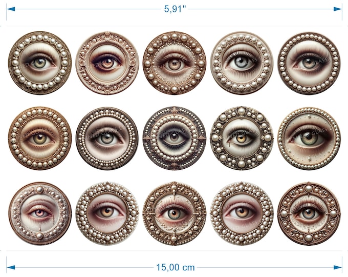 Eyes ceramic decals waterslide transfer for decoration of ceramics glass fusing enameling firing temp 720-800 ºC or 1328-1472 ºF Lover's Eye