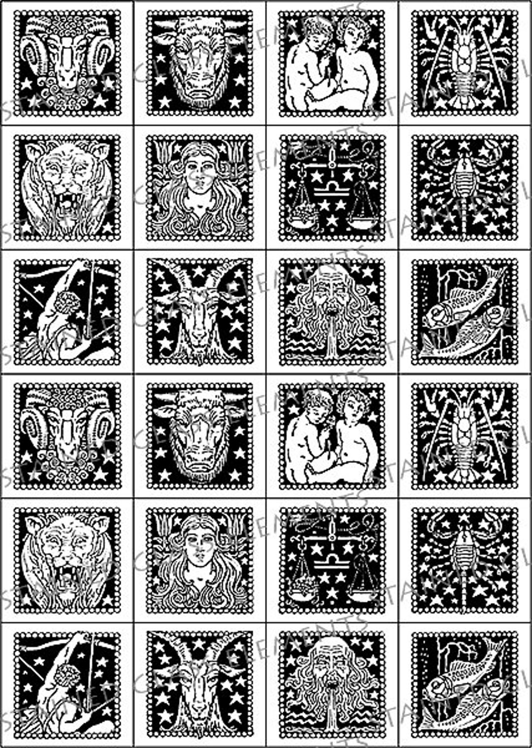 Ceramic Decals Black Zodiac Ceramic Transfers Astrology Etsy