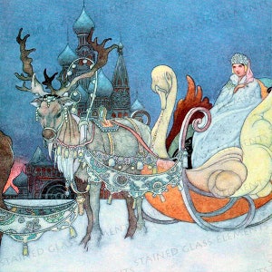 Snow Queen ceramic decal, Russian Princess, russian decals, decals for glass, decals for ceramics, decals for enamelling, fairytale decals