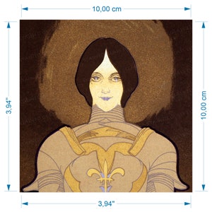 Jeanne d&#39;Arc ceramic decal for ceramics glassfusing enameling firing temperature 1400-1562 ºF february art nouveau beauty jugendstil brown