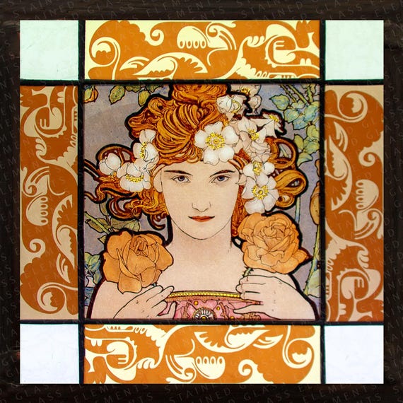 Art Nouveau Stained Glass Lampアルフォンスミュシャ See 'The Triumph of Nature: Art Nouveau from the Chrysler Museum