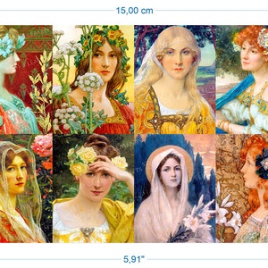 Art Nouveau keramische transfer vrouw portret top kwaliteit decals voor keramiek porselein glasversmelting emailleren sieraden en glasblazen