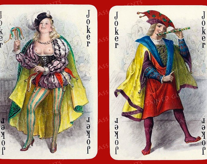 Erotic playing cards ceramic decal waterslide transfer for ceramics glassfusing enameling beads and mosaic firing temp 1400-1562 ºF joker