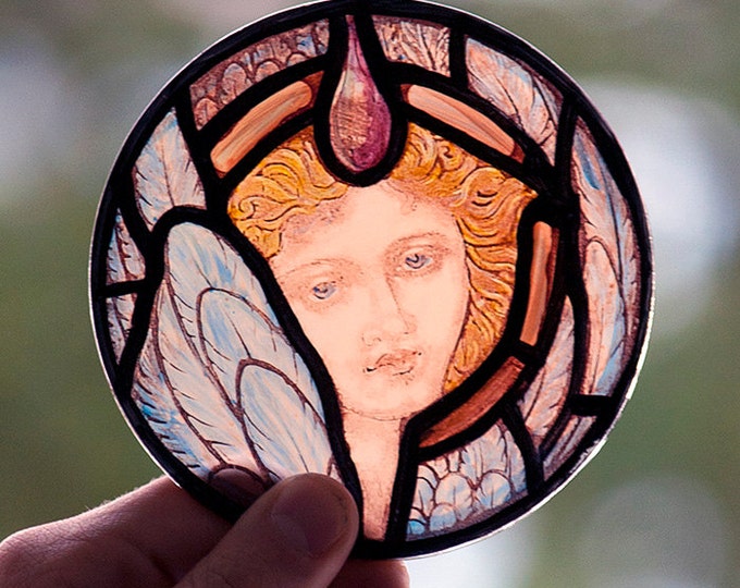 Angel, stained glass fragment, kilnfired glass, antique glass, glass painting angel, classic stained glass, Angel suncatcher, Angel, ангел