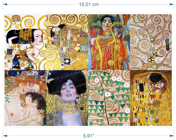 Klimt ceramic decal Symbolism Art Nouveau fusible waterslide transfer for ceramics glassfusing enameling firing temp 1400-1562 ºF, 750-850ºC