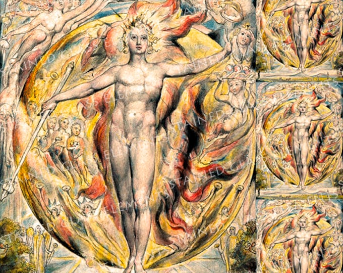 William Blake ceramic decal, symbolism, the sun at his eastern gate, William Blake, waterslide ceramic transfer, Etiqueta de cerámica, Blake