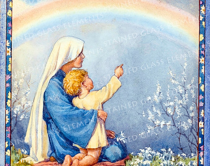 Mary and Child ceramic decal waterslide transfer for ceramics tiles glassfusing enameling beads and mosaic firing temperature 1400-1562 ºF