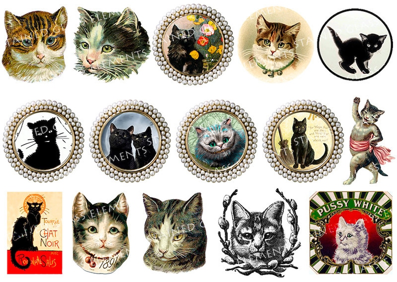 Cats Ceramic Decals Brooches Ceramic Decals Decals Sheet Etsy