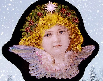 Angel stained glass suncatcher beautiful Christmas gift for her and him this victorian Cherub is kilnfired also available with leadframe