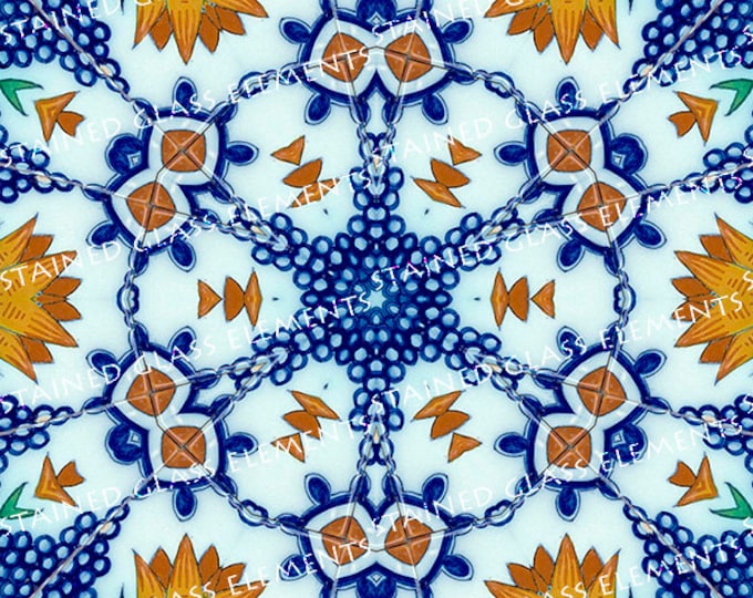 Delftware polychrome ceramic transfer, 750-850ºC, fusible transfers, image transfers, decals hot glass, decals for enamelling, kaleidoscope