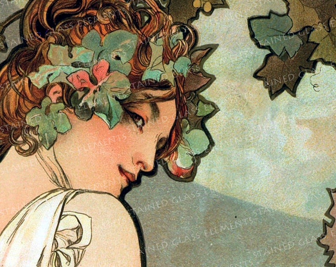 Mucha ceramic decals art nouveau fusible transfers for decoration of ceramics glassfusing glass tiles and enameling jugendstil women girls
