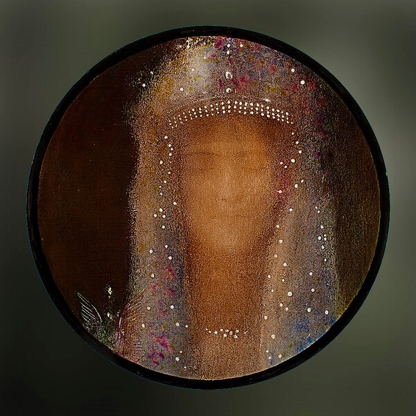 Fernand Khnopff  stained glass roundel, suncatcher, semi-finished stained glass, symbolism, stained glass, stained glass, glass painting