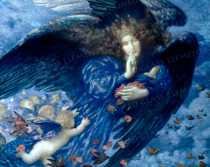 Angel decal, Symbolism decals, Pre-Raphaelite decal, symbolism decal, decals for glass, decals for ceramic, decals glass fusing, blue, pink