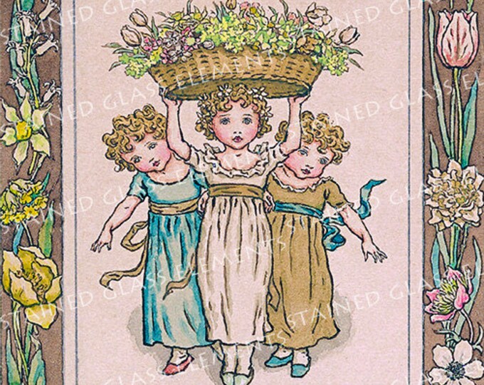 Ceramic decal children Size 10 x 10cm (3.94 x 3.94 inch) Firing temperature: 760-850 ºC (1400-1562 ºF), ceramic transfer, victorian decals