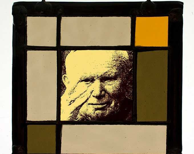 Pope John Paul II stained glass, Paus Johannes Paulus II glas in lood, stained glass, suncatcher, glas in lood portret,  Jan Paweł II witraż
