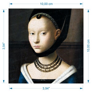 Renaissance portrait young lady ceramic decal for ceramics enameling transfer glass fusion waterslide transfer 760-850 ºC (1400-1562 ºF)