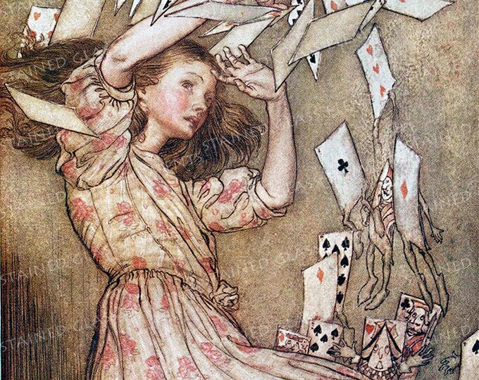 Edmund Dulac ceramic decals, Alice in Wonderland ceramic decal, decals fusible, fairy-tales, Edmund Dulac, fusible transfers, glass decals