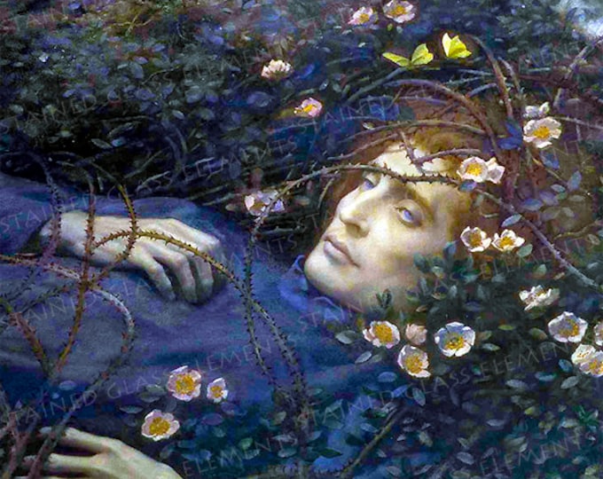 Symbolism decals, Pre-Raphaelite decal, symbolism decal, What's That in the Hollow, glass decals, decals ceramic, decals glass fusing, blue