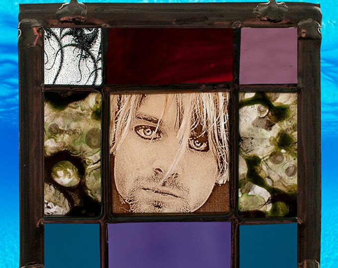 Kurt Cobain, Kurt Cobain suncatcher, suncatcher, Kurt Cobain stained glass, Nirvana suncatcher, Nirvana suncatcher, miniature stained glass
