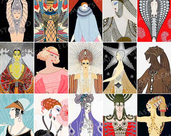 Erté ceramic decals, Erté decals, art deco decals, Erté, decals jewelry, decal enameling, decals ceramics, decals glassfusing, art deco, fun