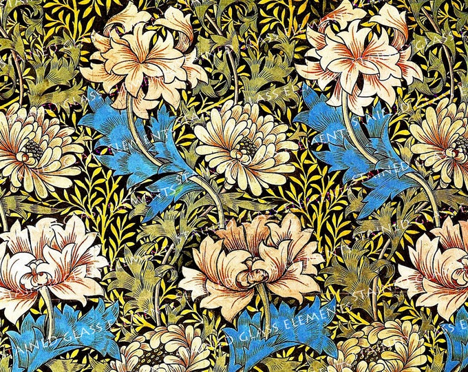William Morris ceramic decal, fine art ceramic decals, Pre-Raphaelite ceramic decals, ceramic decal sheet, arts and crafts, ceramic transfer