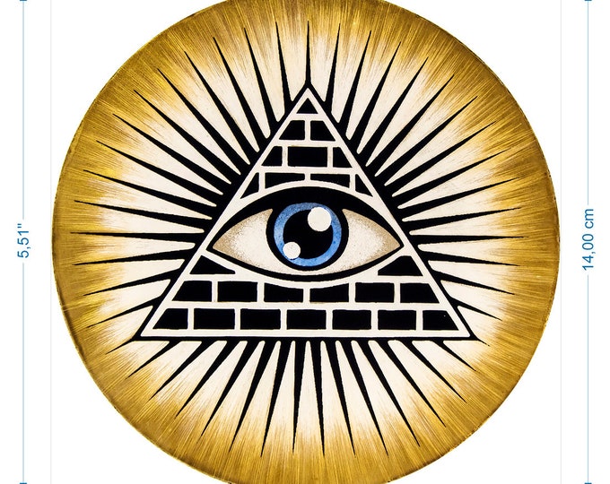 All Seeing Eye kilnfired stained glass or masonic suncatcher a spiritual occult symbol art craft magic roundel and beautiful gift handmade