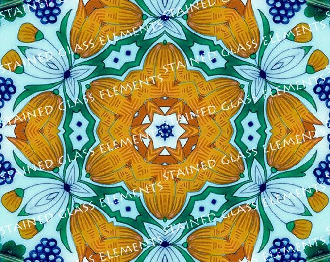 Delftware polychrome ceramic transfer, 750-850ºC, fusible transfers, image transfers, decals hot glass, decals for enamelling, kaleidoscope