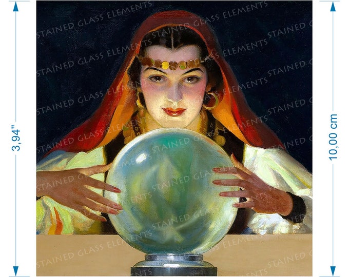 Fortune Teller ceramic decal crystal ball clairvoyance magic gypsy fusible transfer decoration of ceramics glass fusing and enameling copper