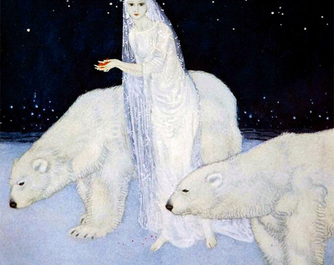 Edmund Dulac ceramic decals, decals fusible, fairy-tales, Edmund Dulac, Snow Queen ceramic decal, fusible transfers, glass decals, transfers