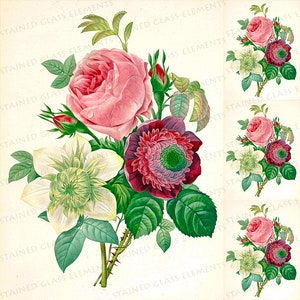 Puede incluir: Un ramo de flores rosas y blancas con hojas verdes. Las flores incluyen una rosa rosa, una flor blanca con un centro verde y una flor rosa y morada con un centro verde.