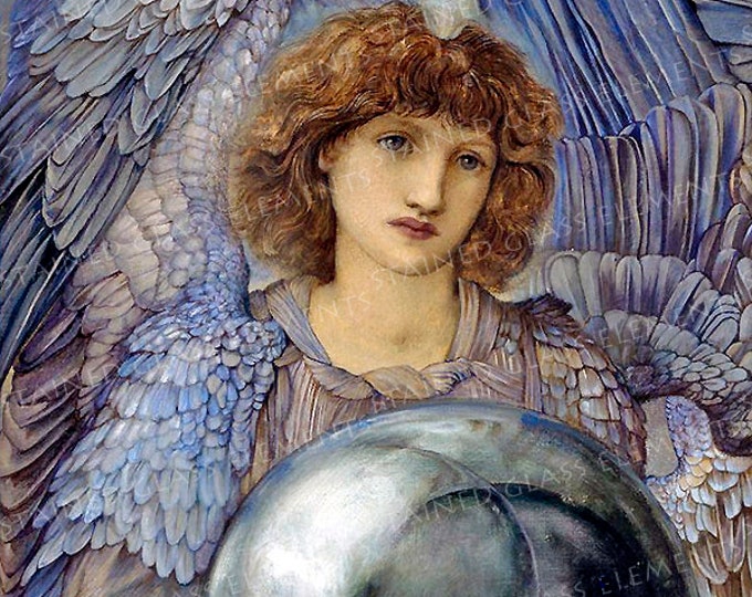 Angel ceramic decal, Edward Burne-Jones, Pre-Raphaelites decals, Angel, glass decals, decals ceramics, decals glassfusing, decals enameling