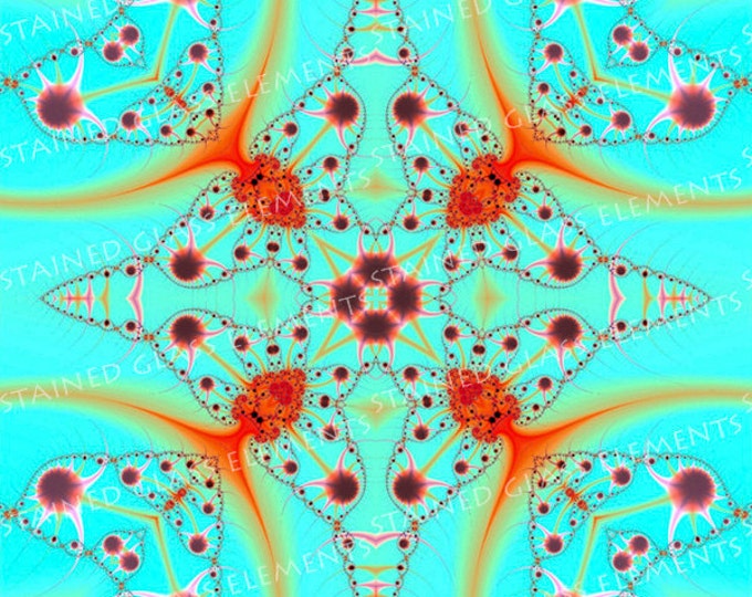 Ceramic decals, kaleidoscope, 750-850ºC, fusible transfers, image transfers, decals for enameling, decals hot glass, fractal decals, fractal