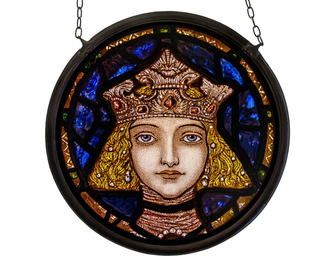 Saint Elisabeth of Hungary kiln fired glass painting available with or without leadframe Harry Clarke suncatcher window decoration nice gift