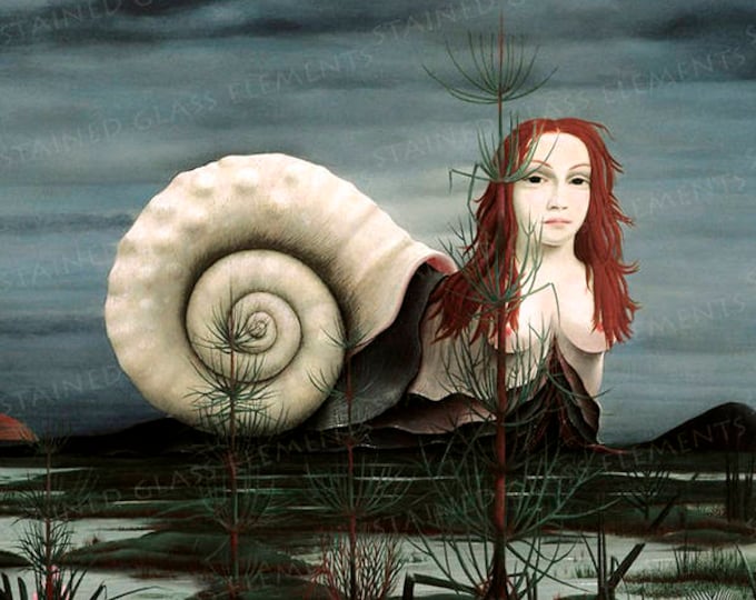 Snail ceramic decal, ceramic transfers, surrealism ceramic transfer, Pyke Koch, ceramic decals 1400-1562 ºF, bizarre ceramic decal, snail