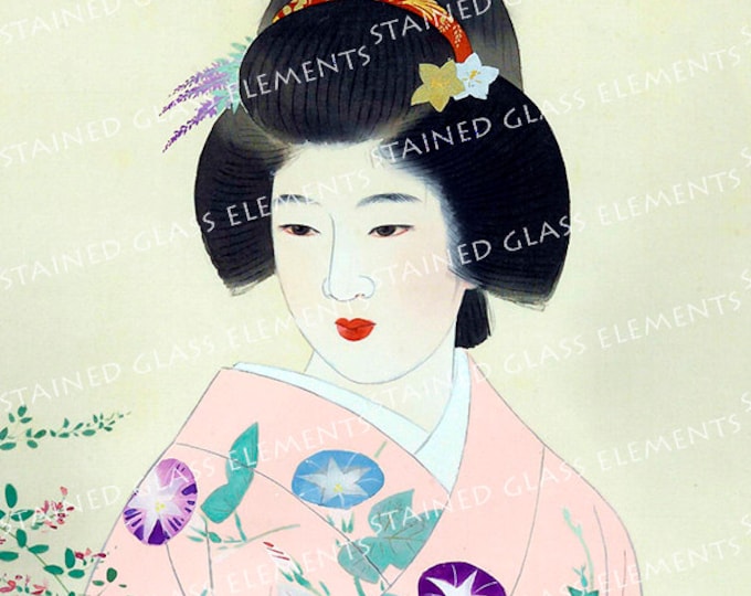 Japan decal, ceramic decals sheet, decals sheet, Japan, geisha ceramic decal, ceramic decal sheet, Geisha decals, vintage Japan, セラミックデカール