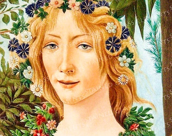 Botticelli ceramic decal, renaissance decal, spring, spring ceramic decal, ceramic transfers, Botticelli spring, ceramic decals 1400-1562 ºF