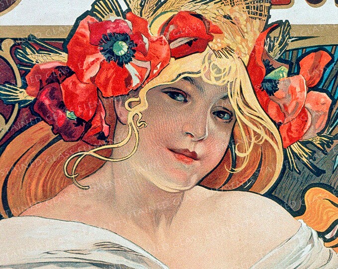 Mucha ceramic decals art nouveau fusible transfers for decoration of ceramics glassfusing glass tiles and enameling jugendstil women girls