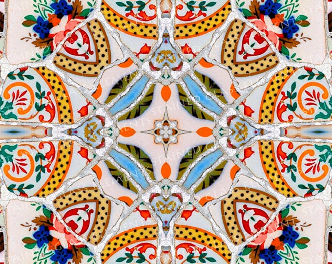 Ceramic transfer Gaudi, size 10 x 10cm (3.94 x 3.94 inch), firing temperature 1400-1562 ºF, ceramic decal tile, Gaudi ceramic deca, Gaudil