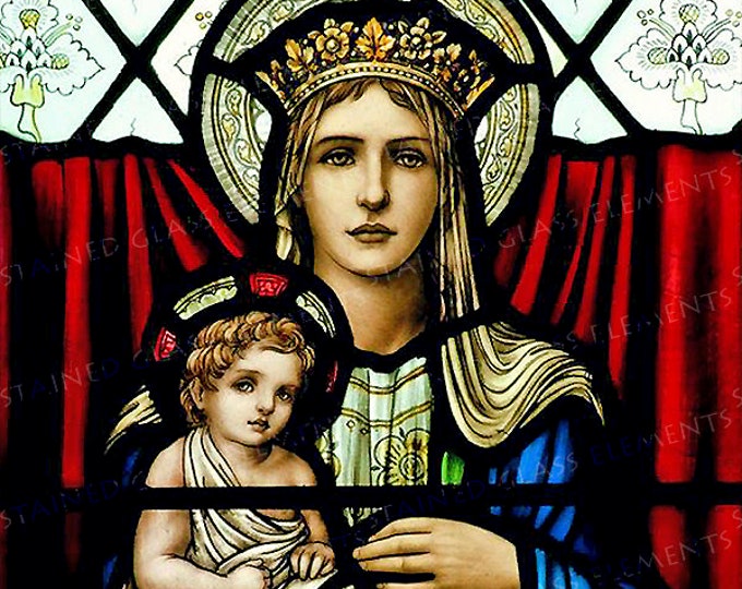 Mother and Child, Pre-Raphaelite decal, ceramic decal, stained glass, decals for ceramics, decals for enamelling, keraamiset tarrat, 陶瓷貼花