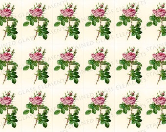 Roses ceramic decals, flower decals, rose ceramic transfer, flower ceramic transfer, fusible transfers, decal sheet, pink roses decal, rose