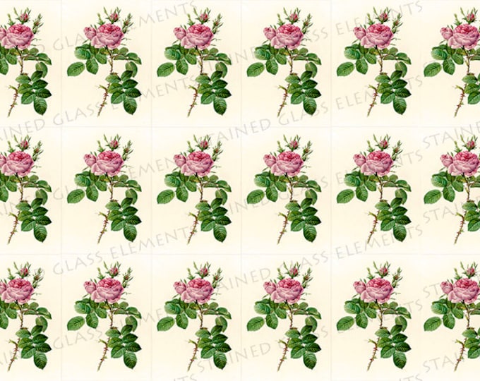 Roses ceramic decals, flower decals, rose ceramic transfer, flower ceramic transfer, fusible transfers, decal sheet, pink roses decal, rose