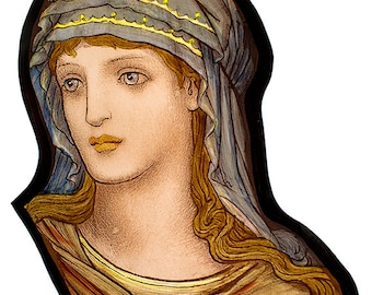 Stained glass fragment, Pre-Raphaelite stained glass, female, stained glass, Preraphaelites, classic stained glass, glass painting, gift