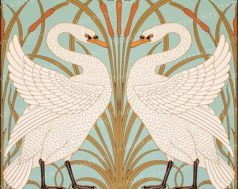 Swans ceramic decal waterslide transfer for ceramics tiles glassfusing enameling beads and mosaic firing temperature 1400-1562 ºF