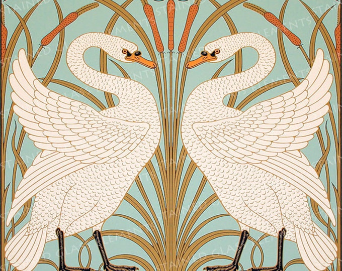 Swans ceramic decal waterslide transfer for ceramics tiles glassfusing enameling beads and mosaic firing temperature 1400-1562 ºF