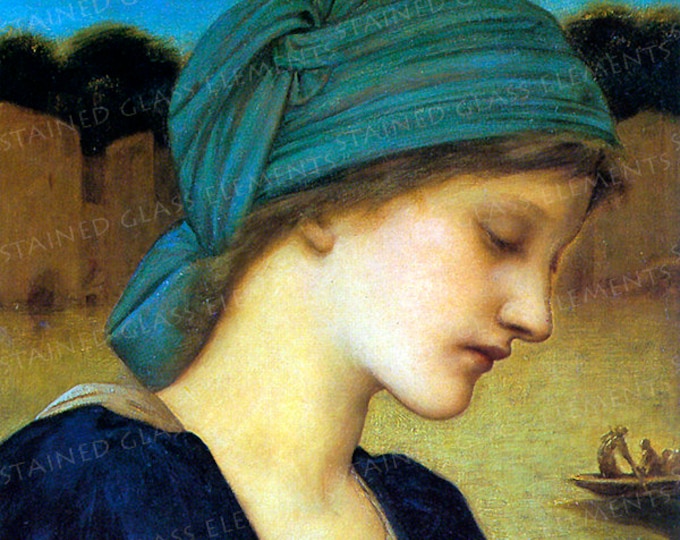 Flamma Vestalis, ceramic decal, Edward Burne-Jones, Pre-Raphaelites decals, girl, glass decals, decals ceramics, decals glass fusing, decal